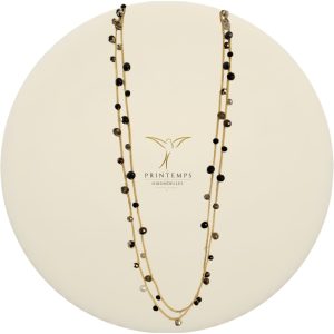 collier long perles noires fait main création artisanale
